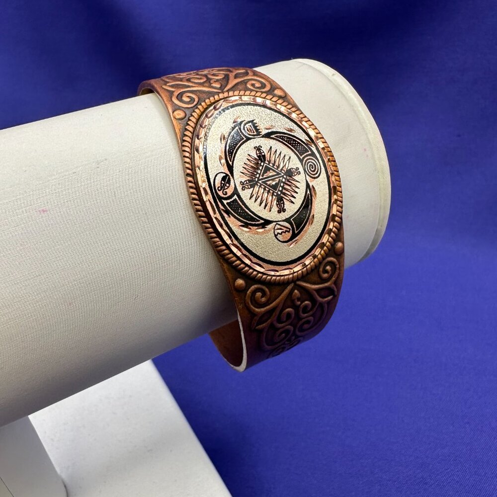 Southwest Copper “4 Elements” Cuff Bracelet - Picture 2 of 14